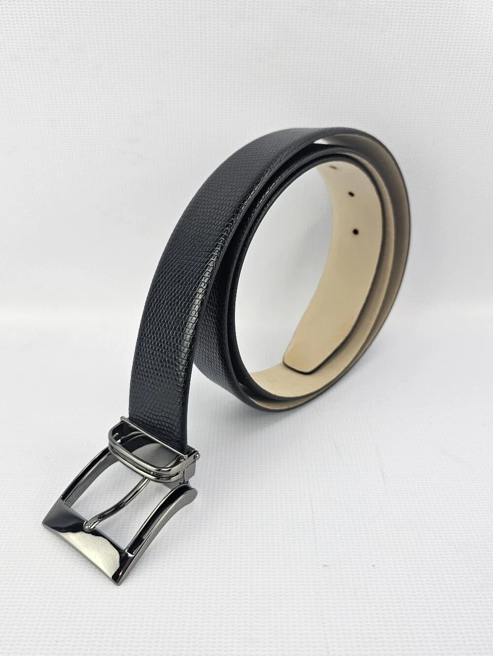 Italian Select Black Snake Embossed Italian Leather Belt 7080 Size 40